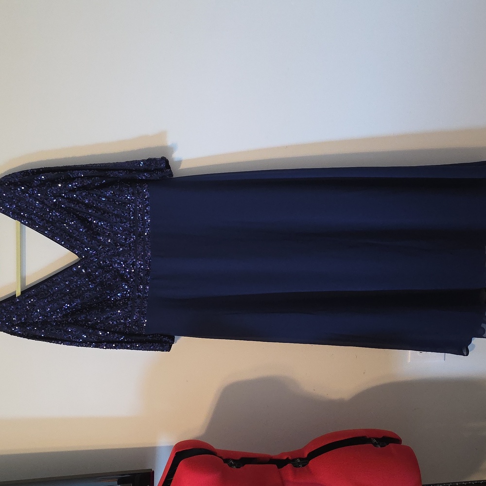 Ever Pretty Royal Blue Gown with Sequins 3/4 Sleeve Size 18